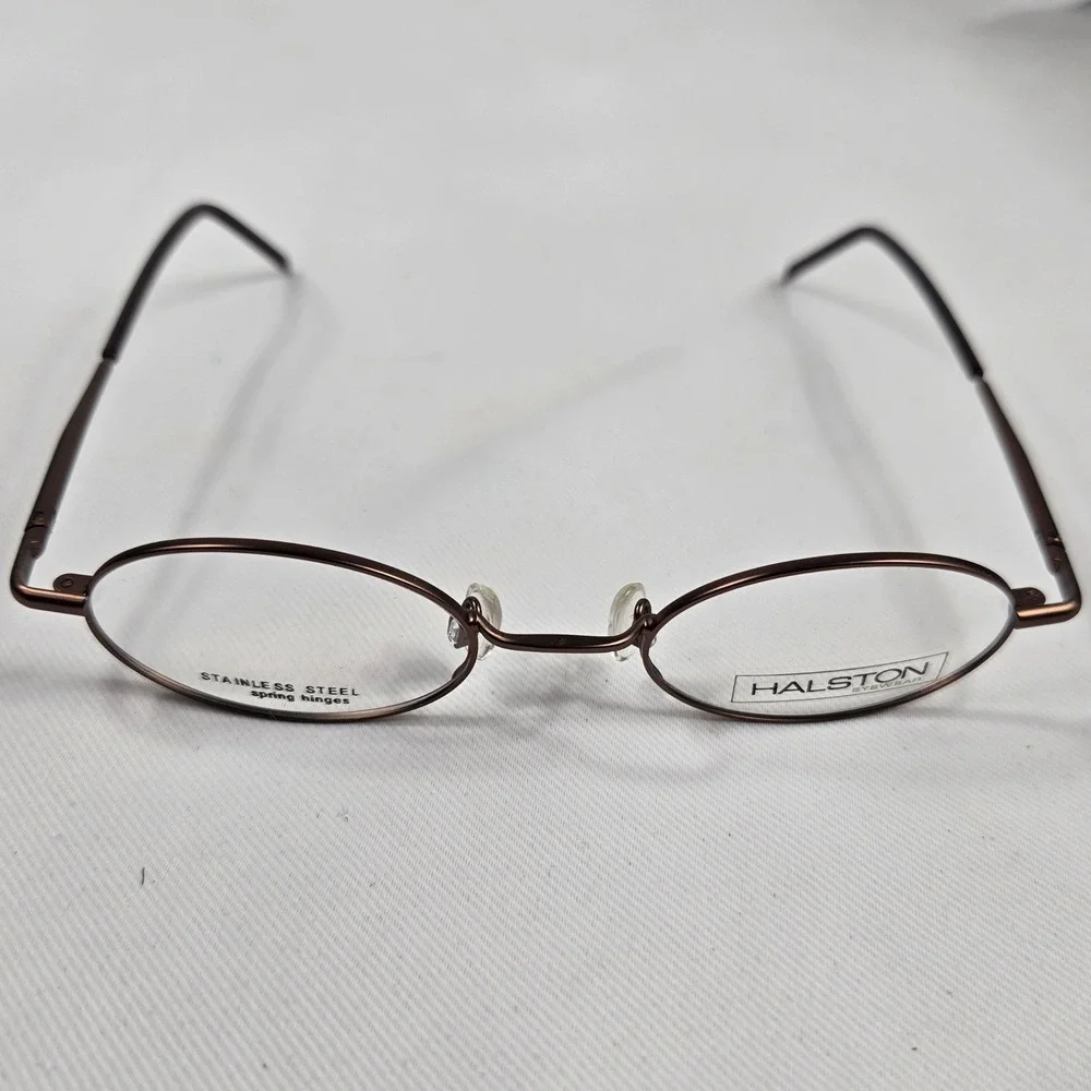 Vintage Halston HA125 Eyeglasses Frames Oval Bronze Korea 44 19 135 NWT Y2K NOS